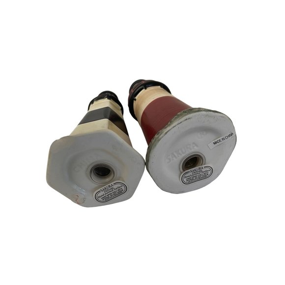 Vintage Set of Ceramic Lighthouse Salt and Pepper Shakers 5" tall x 2 1/2" White - Picture 3 of 5